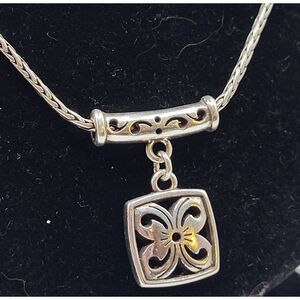 Brighton Square Silvertone Pendant Necklace 20in